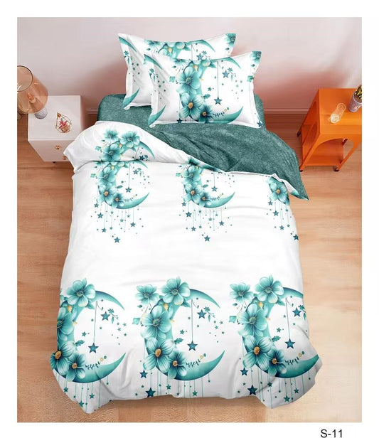 Lenjerie Finet 4 Piese 1 Persoana, cu Elastic, Flori/Stele-V10504