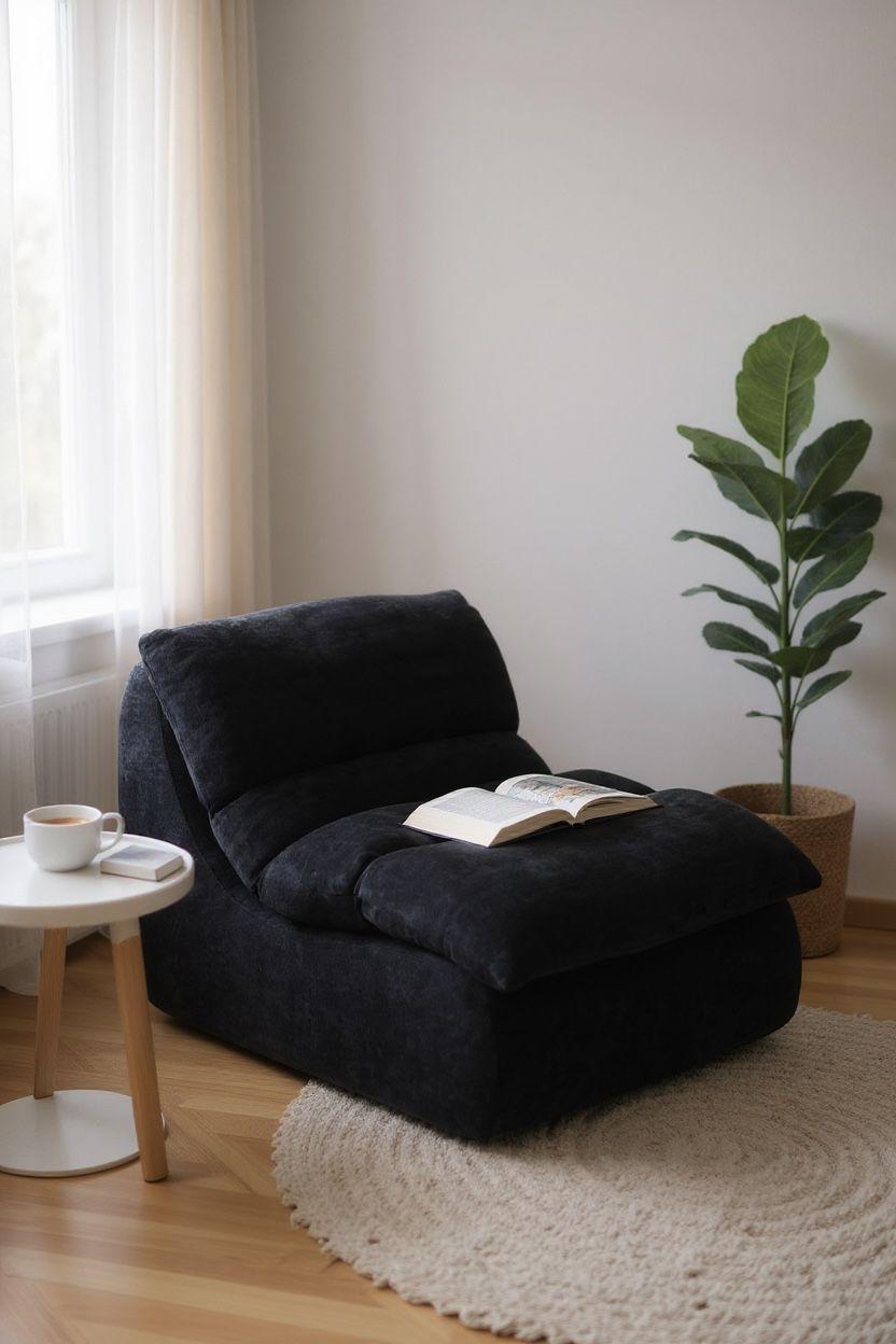 Fotoliu Premium Aveline, cu Sustinere Ergonomica HD Foam, Catifea, Negru-C10009