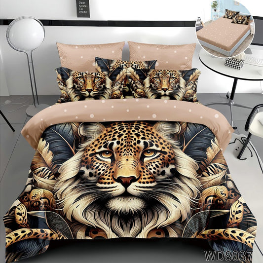 Lenjerie 5D Finet 4 Piese, cu Elastic, Imprimeu Identic cu Poza, Tigru-P10386