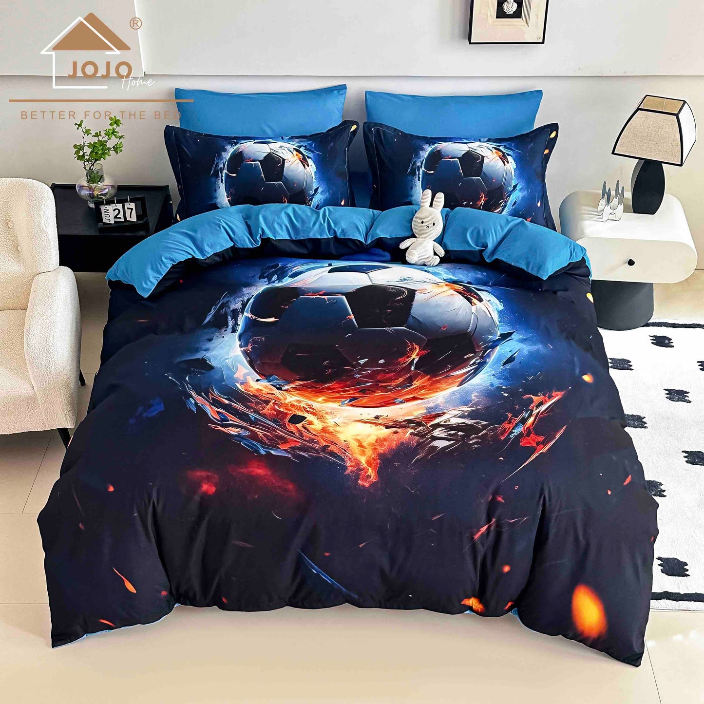 Lenjerie 5D Finet, 4 Piese, 1 Persoana, cu Elastic, Imprimeu Digital Identic cu Poza-C9811