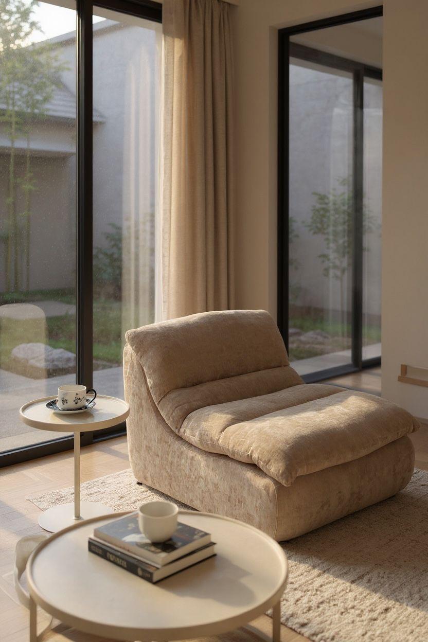 Fotoliu Premium Aveline, cu Sustinere Ergonomica HD Foam, Catifea, Bej-C10005