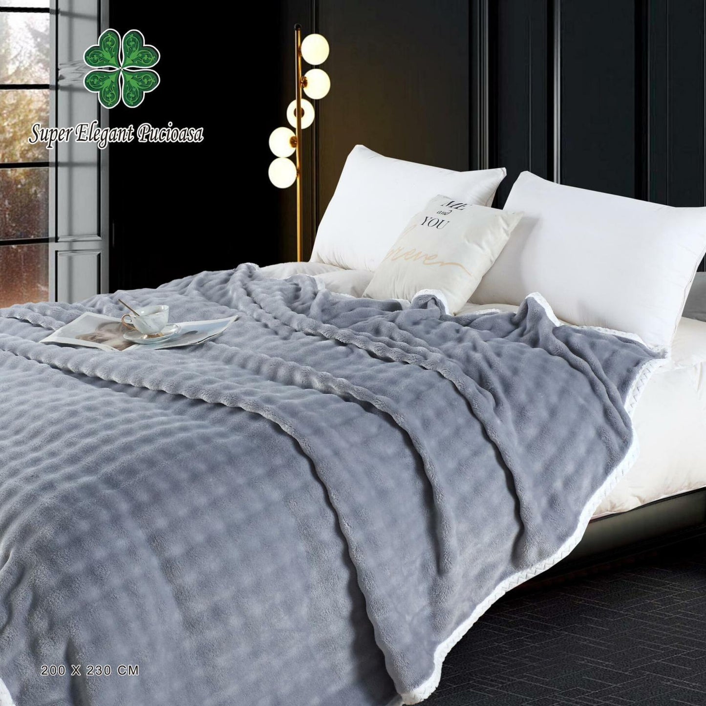 Patura Pufoasa Cocolino Premium, 200x230cm, Gri Deschis-P9122