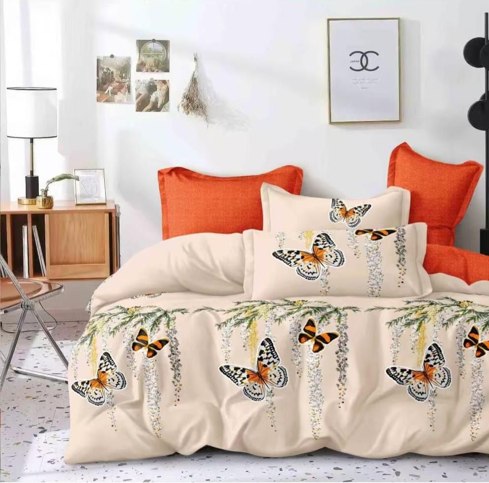 Lenjerie Pat Dublu din Finet, 6 Piese, Fluturi-D9881