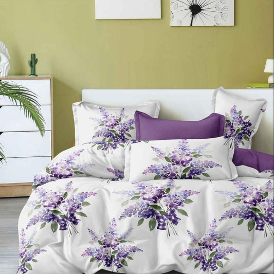 Lenjerie Pat Dublu din Finet, 6 Piese, Floricele-D9887