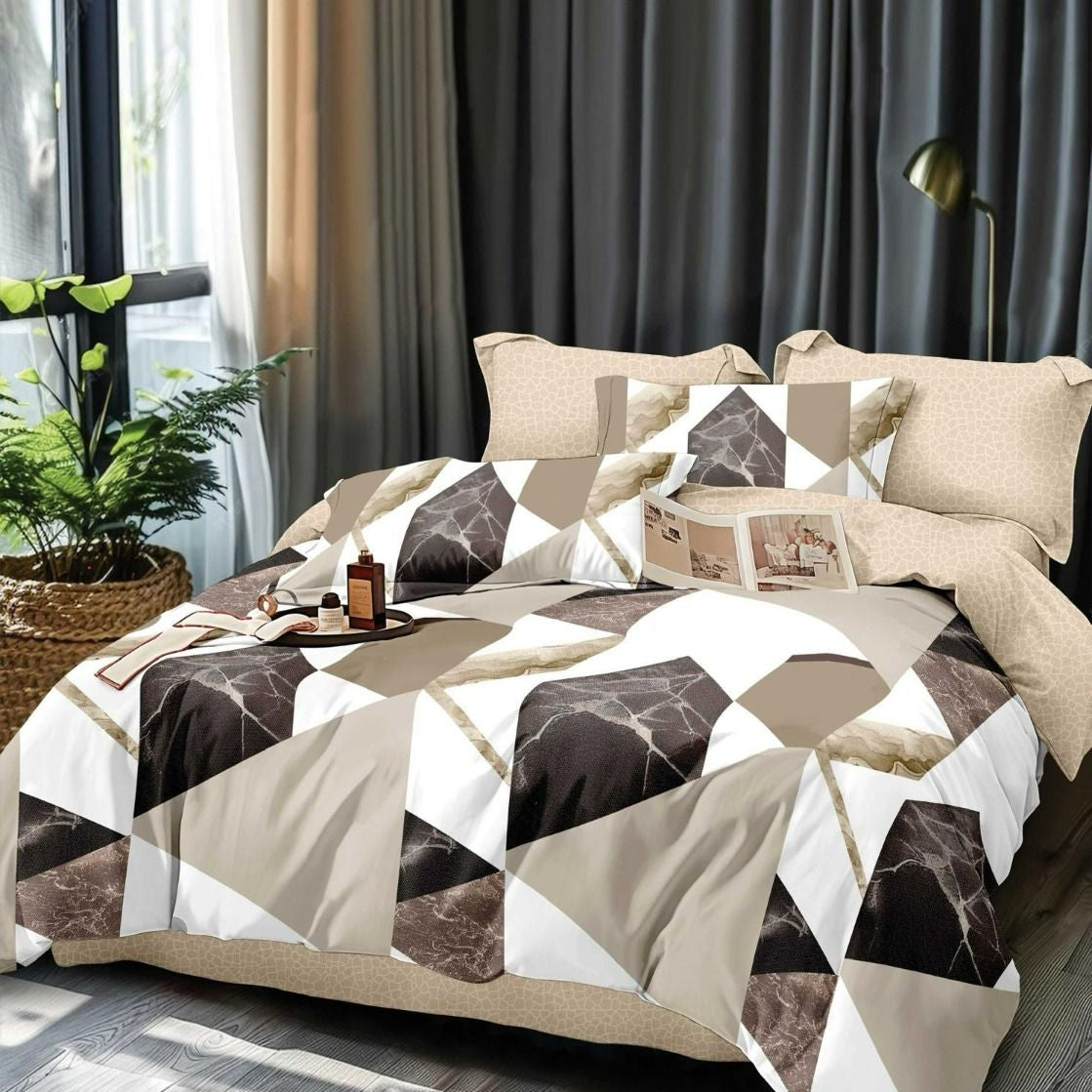 Lenjerie Pat Dublu din Finet, 6 Piese, Marmura-D9891