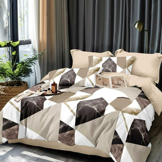 Lenjerie Pat Dublu din Finet, 6 Piese, Marmura-D9891