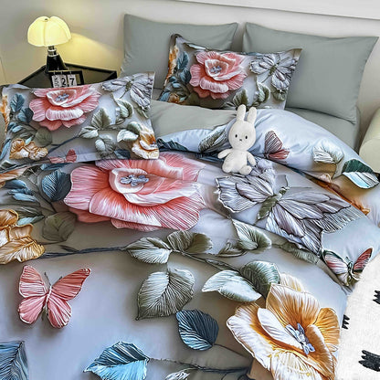 Lenjerie 5D Finet, 4 Piese, 1 Persoana, cu Elastic, Imprimeu Digital Identic cu Poza-C9790