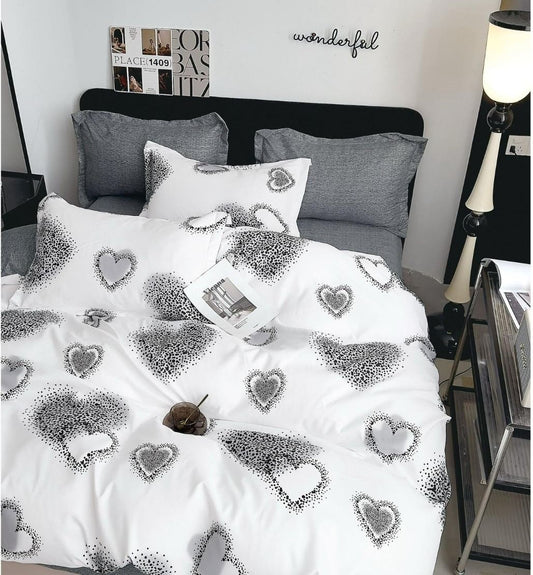 Lenjerie Pat Dublu din Finet, 6 Piese, Inimi-D10422
