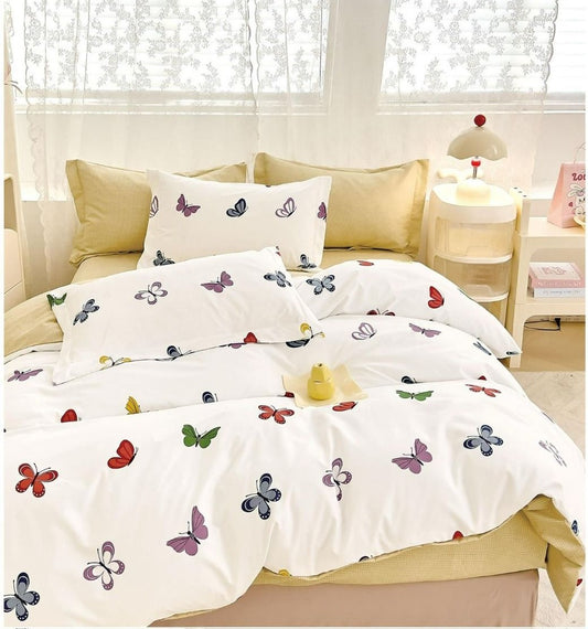 Lenjerie Pat Dublu din Finet, 6 Piese, Fluturi-D10423