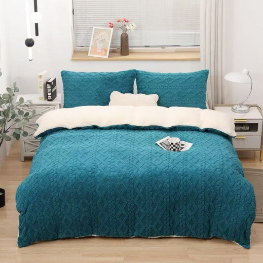 Lenjerie Cocolino Tip Tricot, cu Blanita Pe Spate, 4 Piese, Turcoaz-V10312