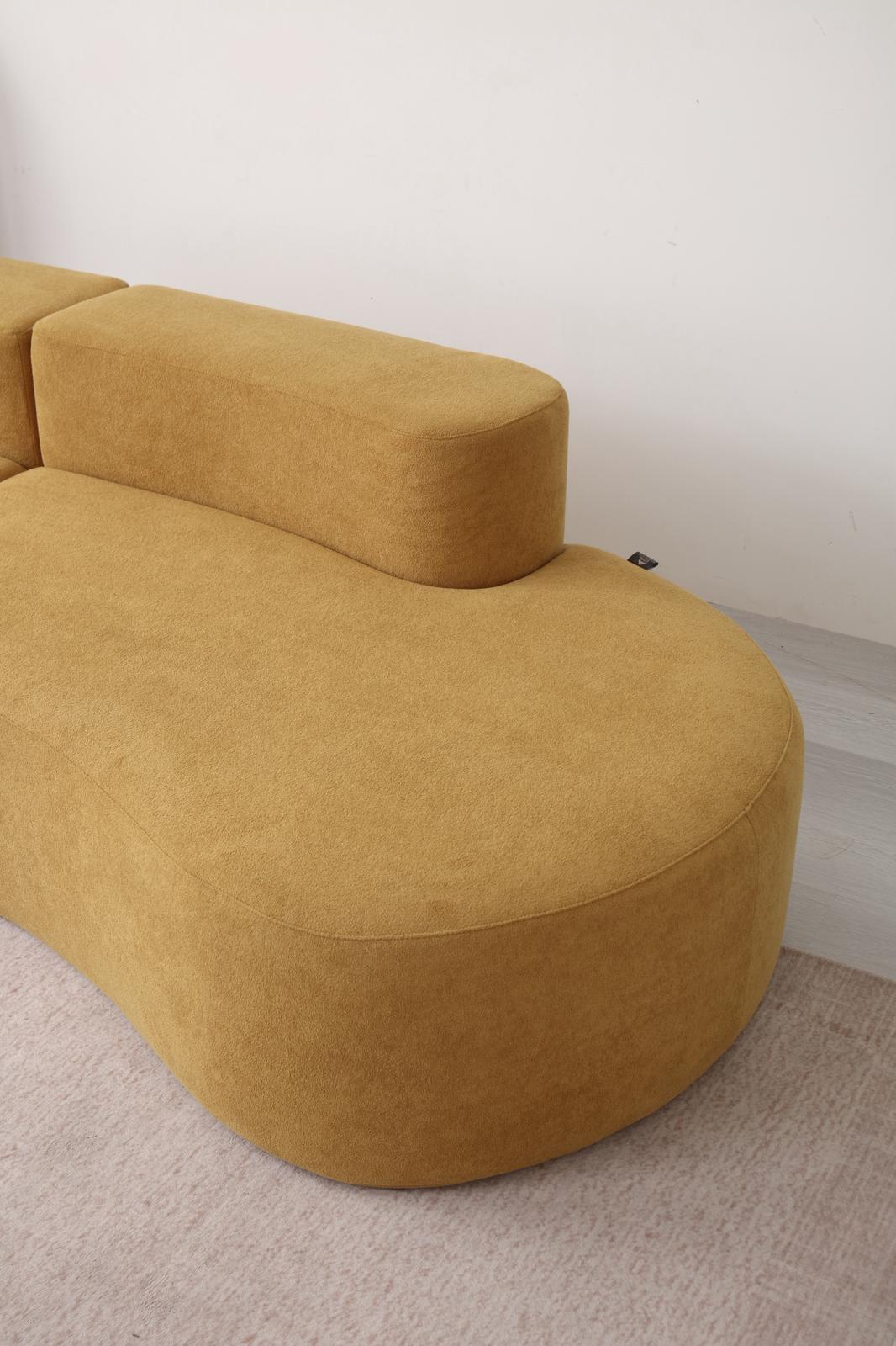 Canapea Premium Veloria, cu Susținere Ergonomică HD Foam, Catifea, Mustar-C9473