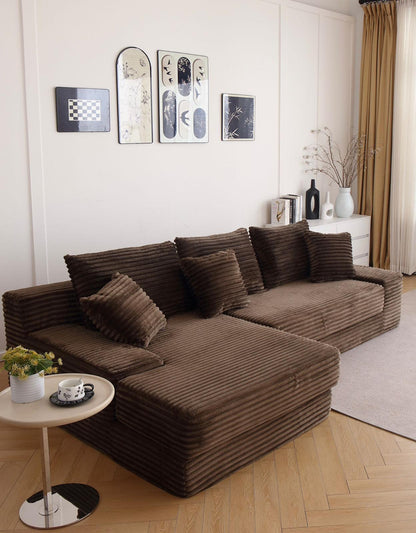 Coltar Premium Elysia, cu Susținere Ergonomică HD Foam, Catifea Reiata, Maro-C10010