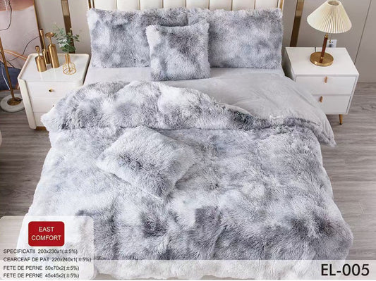 Lenjerie Cocolino Fluffy Pufoasa, 6 Piese, Gri Degrade-D8894