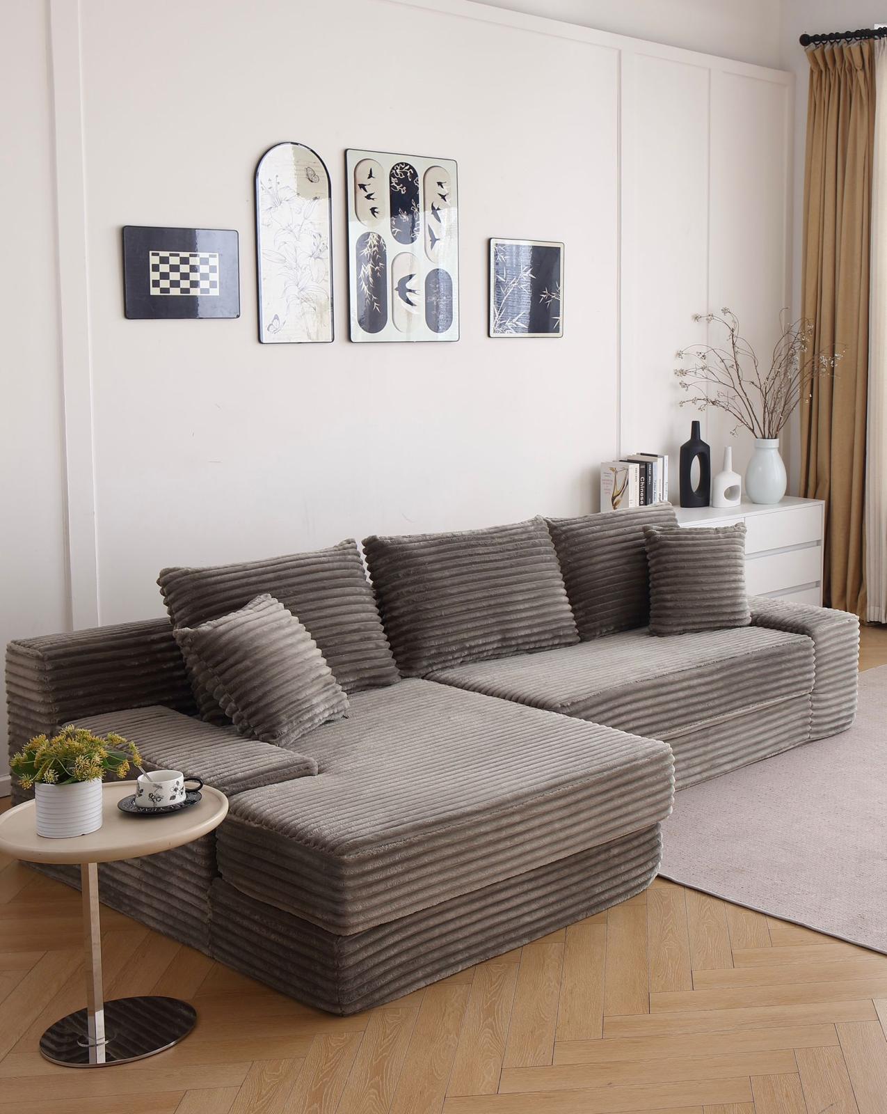 Coltar Premium Elysia, cu Susținere Ergonomică HD Foam, Catifea Reiata, Cappuccino-C10014