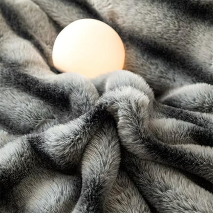 Lenjerie Luxury, Pufoasă, Blănița Tip Chinchila, 4 Piese cu Elastic, Graphite Stripe-D10064