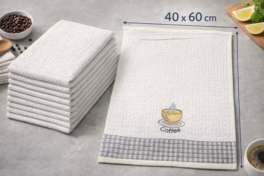 Set 12 Prosoape Bucatarie din Bumbac, 40x60cm, Coffee-HP10625
