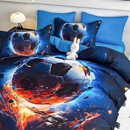 Lenjerie 5D Finet, 4 Piese, 1 Persoana, cu Elastic, Imprimeu Digital Identic cu Poza-C9811