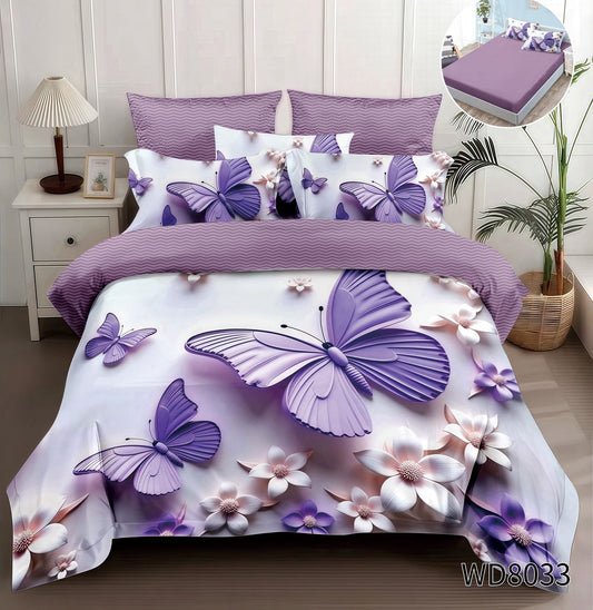 Lenjerie 5D Finet 4 Piese, cu Elastic, Imprimeu Identic cu Poza, Fluturi-P8970