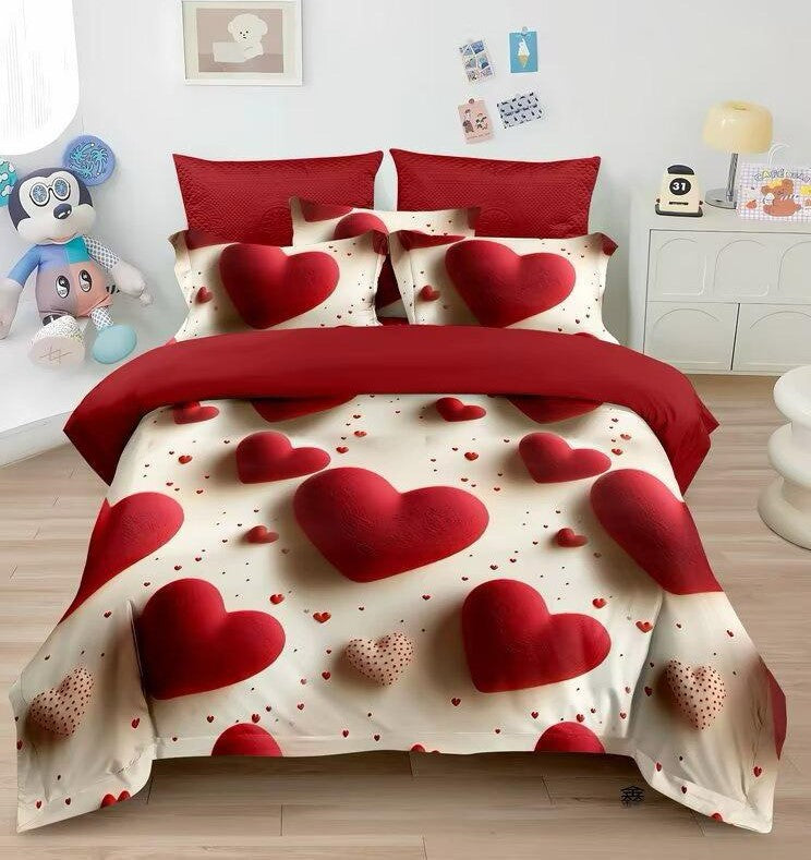 Lenjerie 5D Finet 6 Piese, cu Elastic, Imprimeu Identic cu Poza, Inimioare-D9520