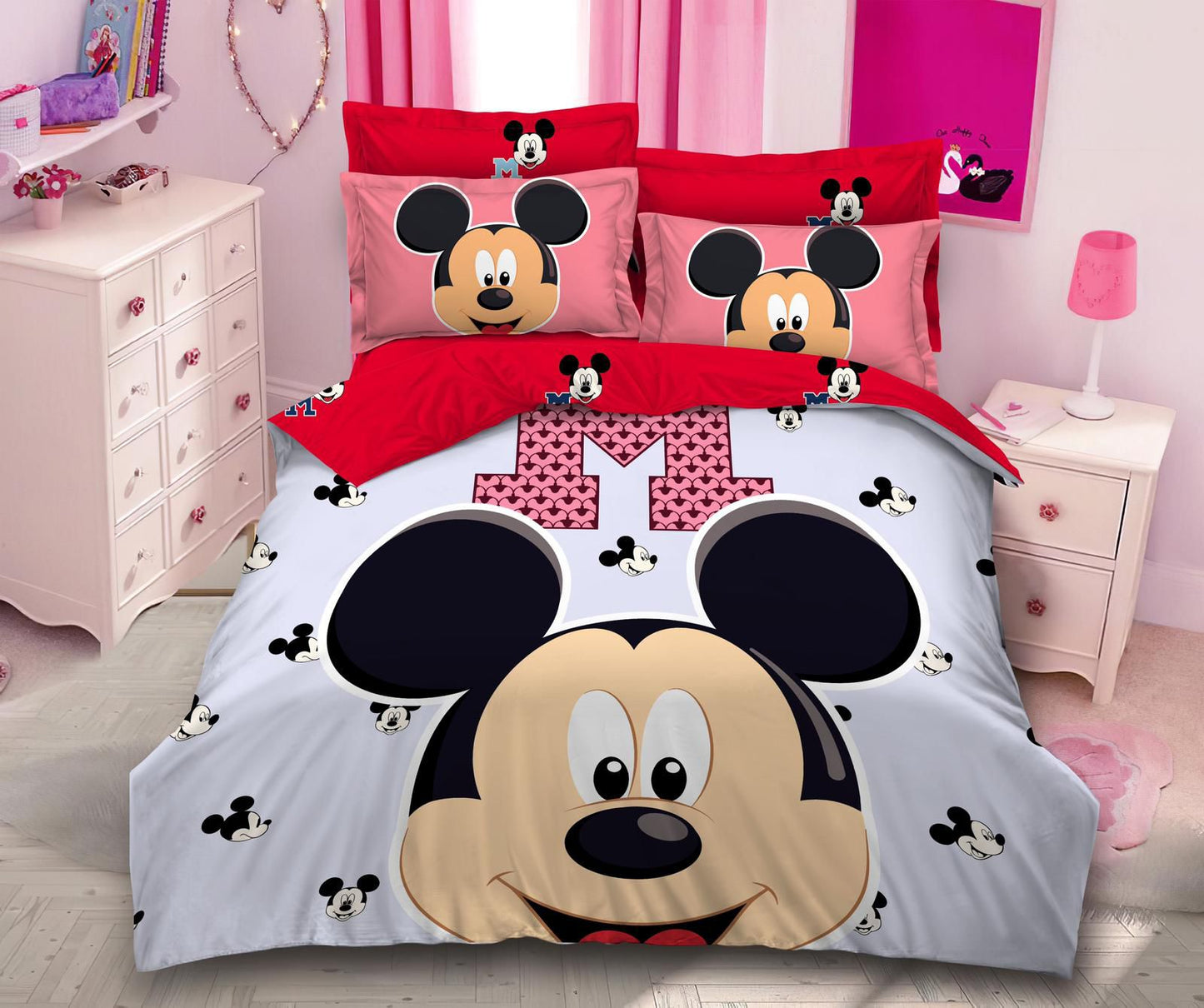 Lenjerie Pat Dublu din Finet Premium, 6 Piese, Mickey Mouse-H9312