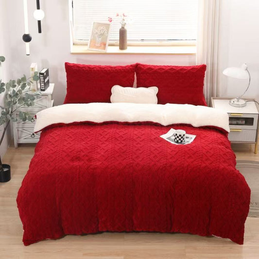 Lenjerie Cocolino Tip Tricot, cu Blanita Pe Spate, 4 Piese, Bordo-V10311