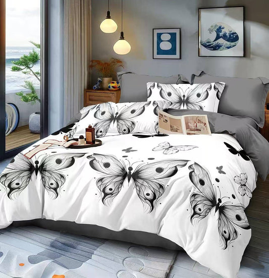 Lenjerie Pat Dublu din Finet, 6 Piese, Fluturi-D8569