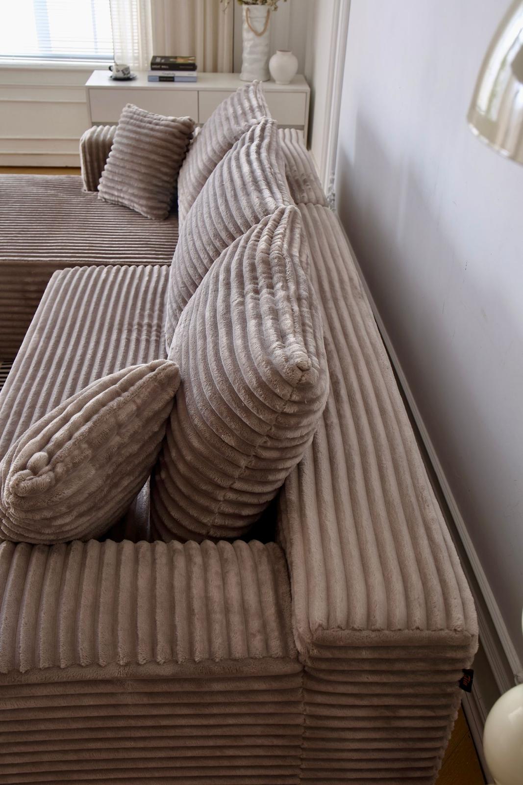 Coltar Premium Saphyra, cu Susținere Ergonomică HD Foam, Catifea Reiata, Bej-C9481