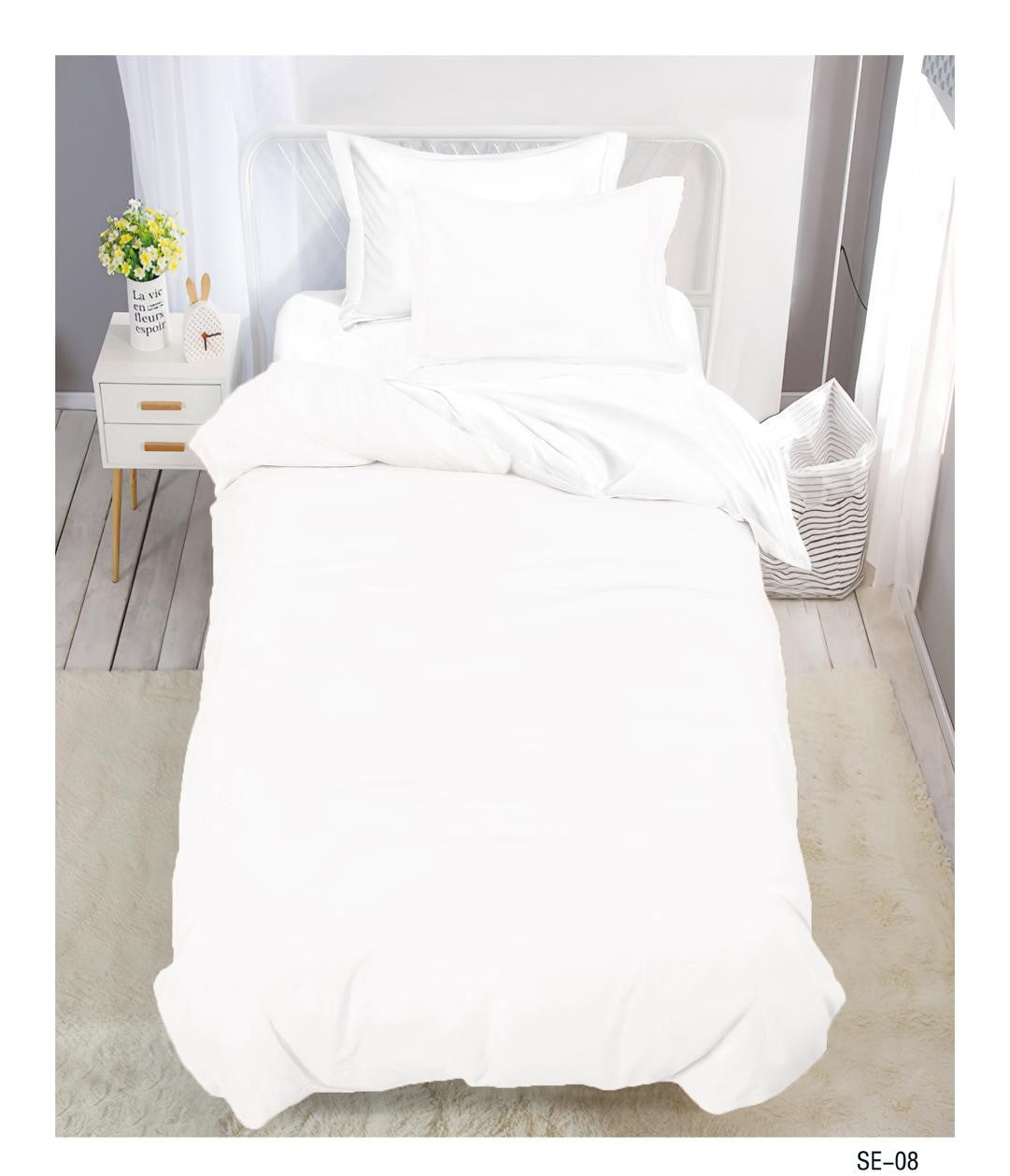 Lenjerie Finet 4 Piese 1 Persoana, cu Elastic, Uni, Alb-V10026