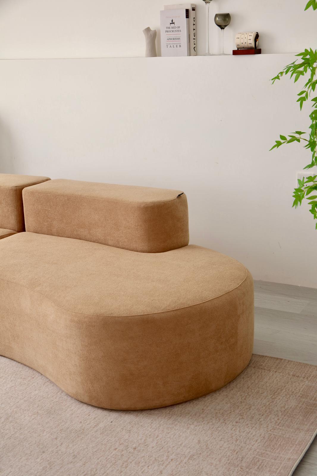 Canapea Premium Veloria, cu Susținere Ergonomică HD Foam, Catifea, Bej-C9476