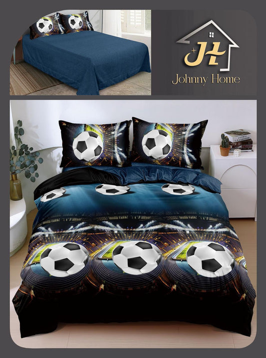Lenjerie Pat Dublu Bumbac Satinat, 4 Piese, Football-H11018