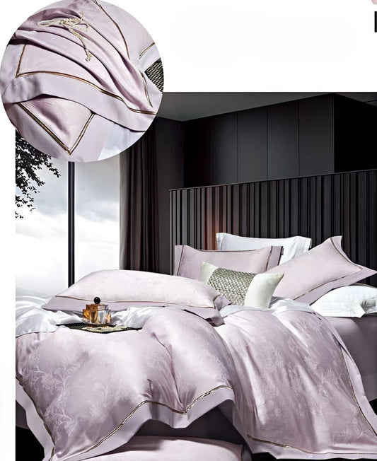 Lenjerie Luxury din Bumbac Satinat Premium, 4 Piese, Lila-CF10795