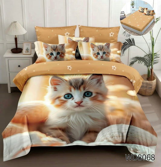 Lenjerie 5D Finet 4 Piese, cu Elastic, Imprimeu Identic cu Poza, Pisicuta-P8988