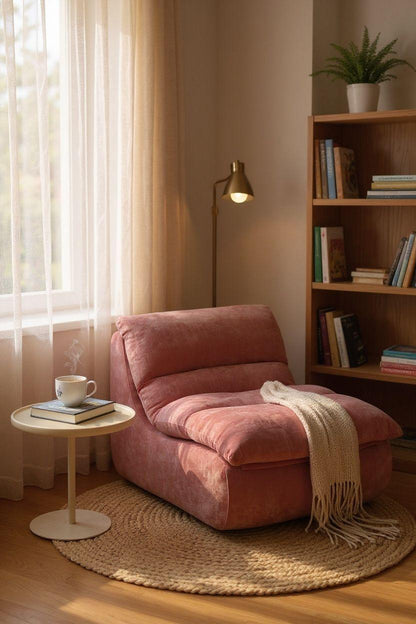 Fotoliu Premium Aveline, cu Sustinere Ergonomica HD Foam, Catifea, Roz-C10007