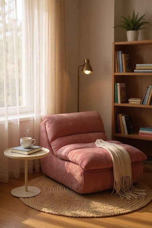 Fotoliu Premium Aveline, cu Sustinere Ergonomica HD Foam, Catifea, Roz-C10007