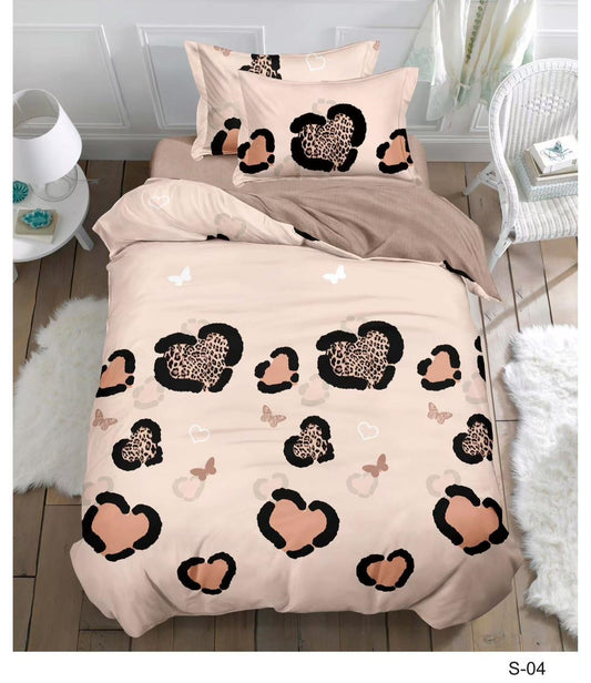 Lenjerie Finet 4 Piese 1 Persoana, cu Elastic, Inimi-V10506