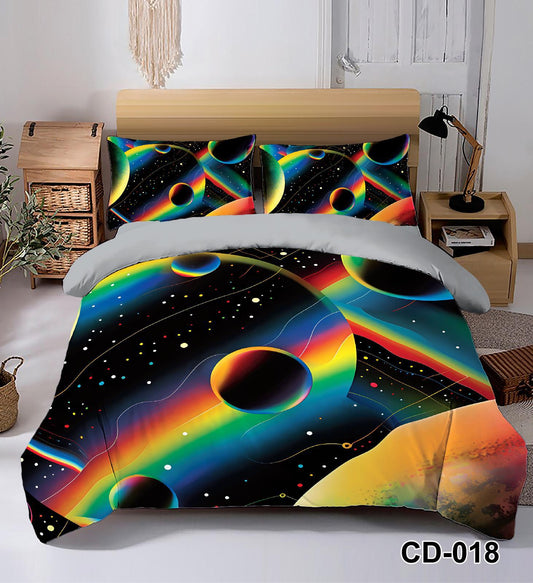 Lenjerie 5D Finet 6 Piese, cu Elastic, Imprimeu Identic cu Poza, Planete/Curcubeu-D9524