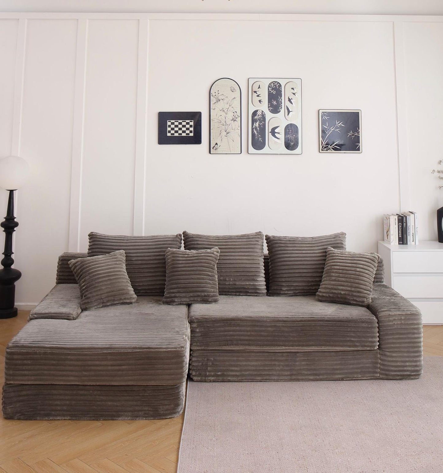 Coltar Premium Elysia, cu Susținere Ergonomică HD Foam, Catifea Reiata, Cappuccino-C10014