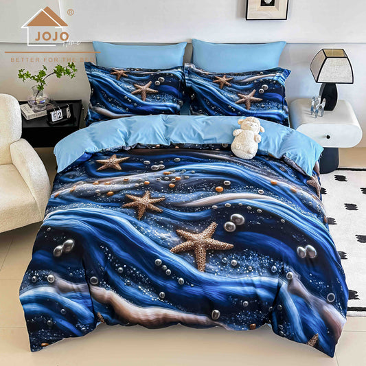 Lenjerie 5D Finet, 4 Piese, 1 Persoana, cu Elastic, Imprimeu Digital Identic cu Poza-C9785