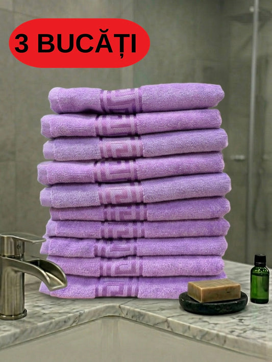 Set 3 Prosoape Baie, Bumbac 100%, 50x90cm, Lila-ZP07