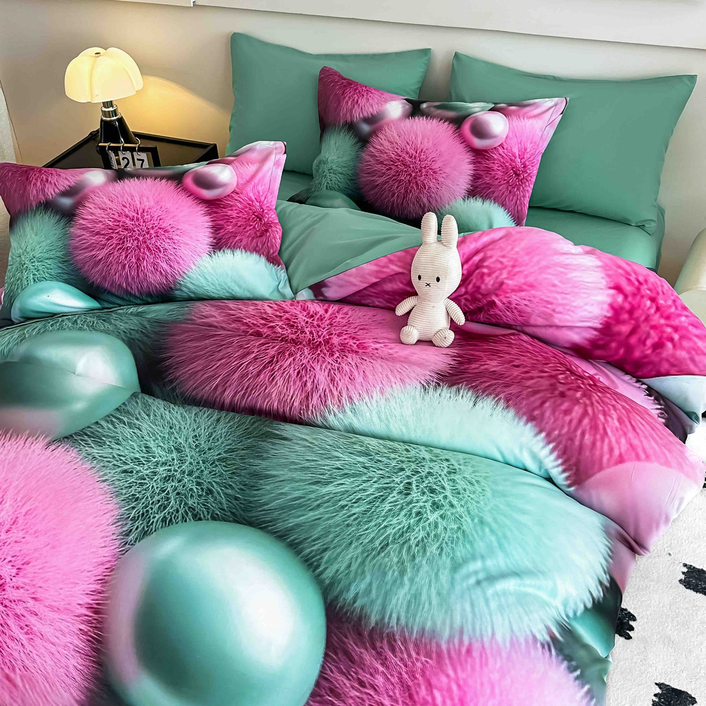 Lenjerie 5D Finet, 4 Piese, 1 Persoana, cu Elastic, Imprimeu Digital Identic cu Poza-C9809