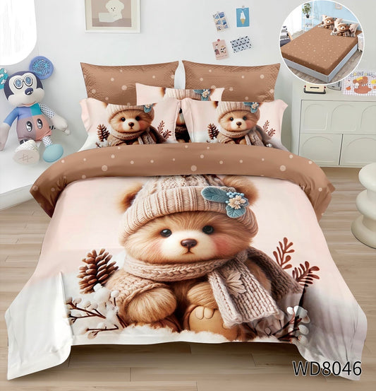 Lenjerie 5D Finet 4 Piese, cu Elastic, Imprimeu Identic cu Poza, Ursulet-P9149