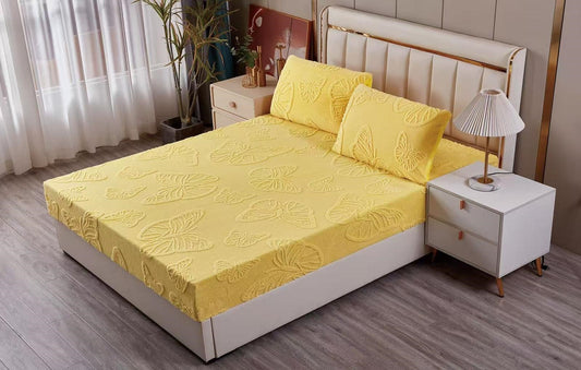 Husa Cocolino cu Elastic+2 Fete de Perna, Fluturi Gofrati, Galben-M8613