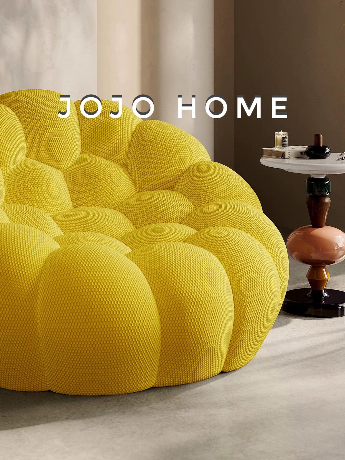 Fotoliu Premium Bubbly cu Sustinere Ergonomica HD Foam, Catifea Reiata, Galben-C9462