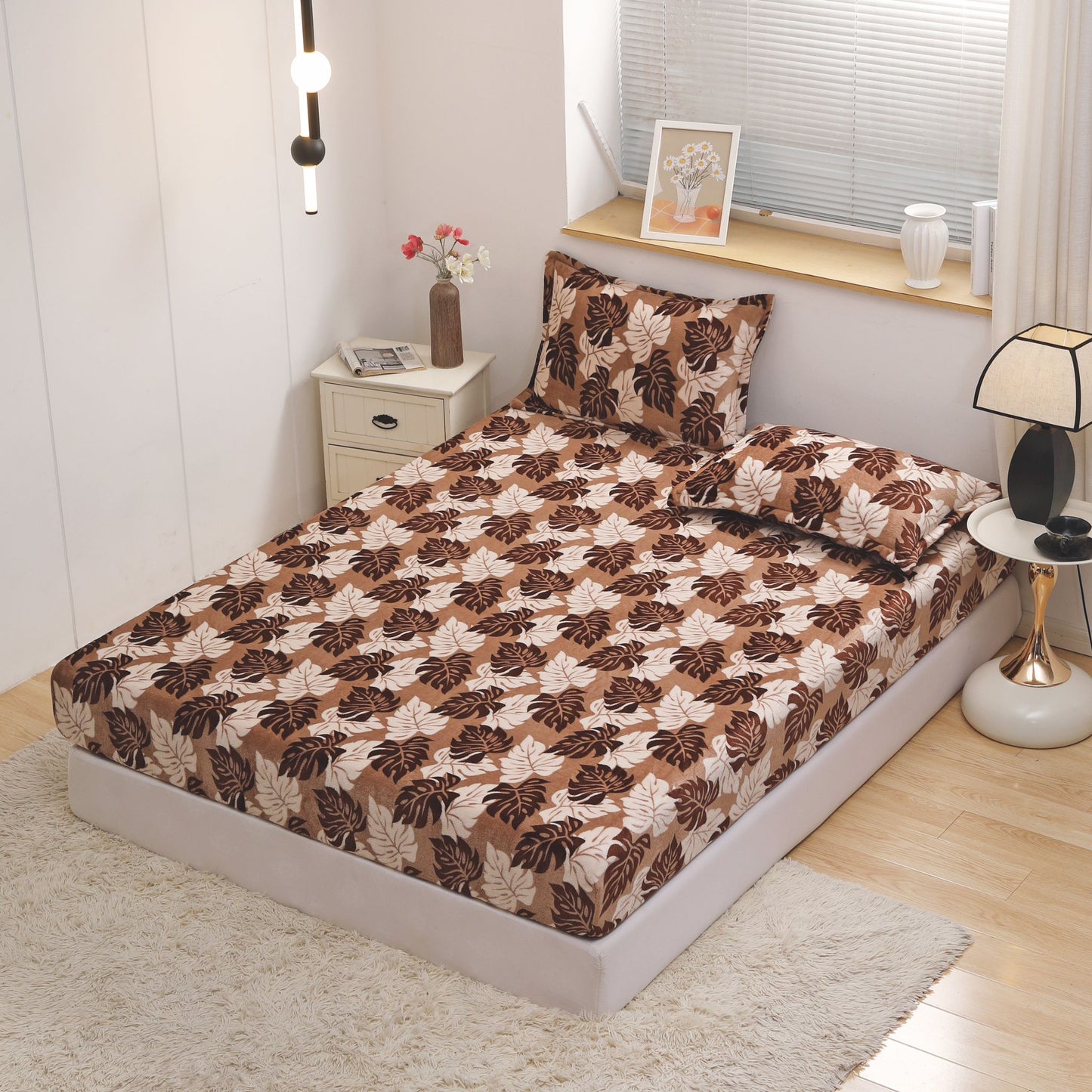 Husa Cocolino cu Elastic+2 Fete de Perna, Frunze-D8605