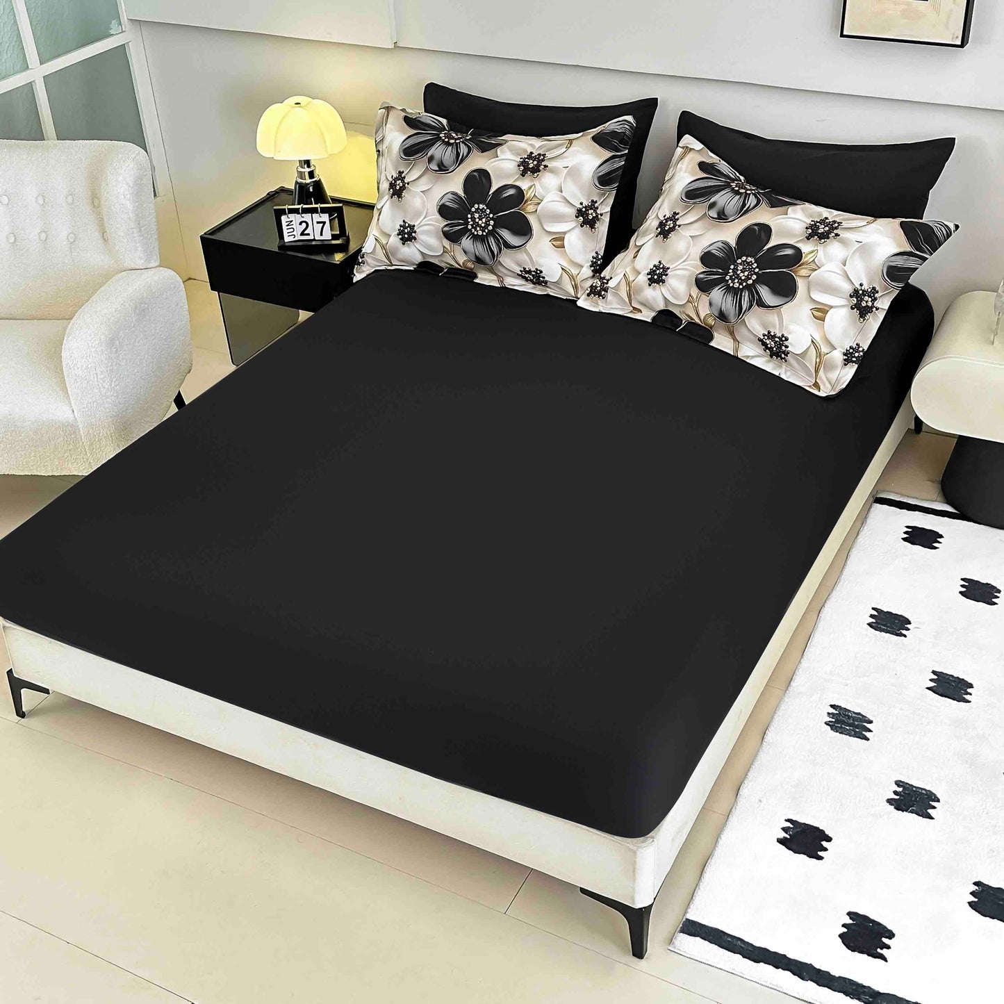 Lenjerie 5D Finet, 4 Piese, 1 Persoana, cu Elastic, Imprimeu Digital Identic cu Poza-C9808