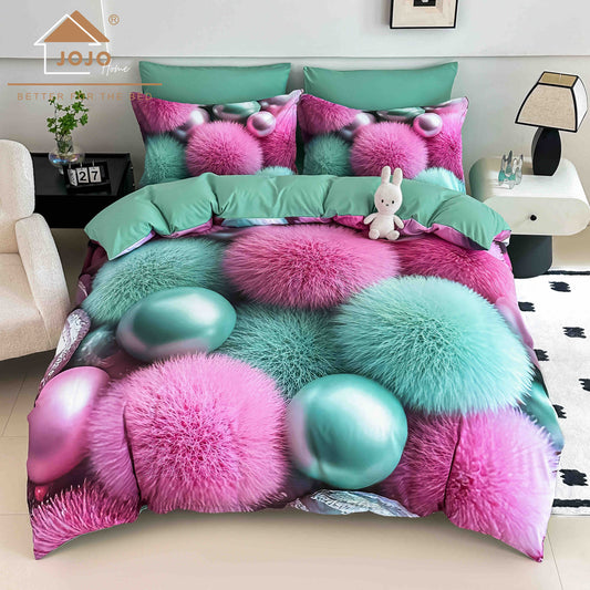 Lenjerie 5D Finet, 4 Piese, 1 Persoana, cu Elastic, Imprimeu Digital Identic cu Poza-C9809