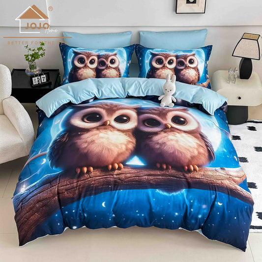 Lenjerie 5D Finet, 4 Piese, 1 Persoana, cu Elastic, Imprimeu Digital Identic cu Poza-C9813