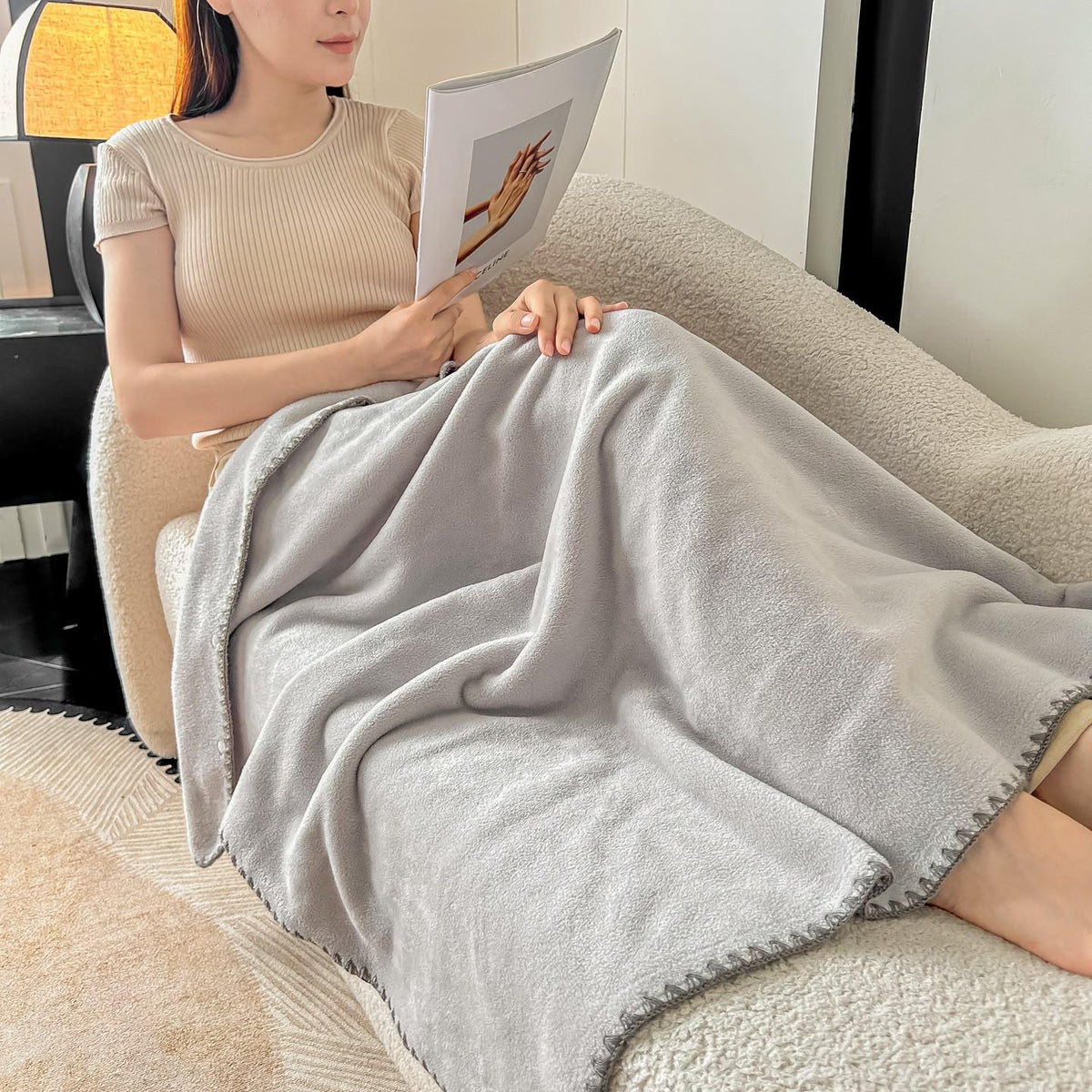 Patura Cocolino tip casmir, cu capse, utilizabilă si ca sal, 100×140 cm-C11480