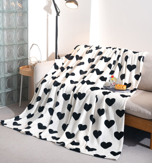 Patura Cocolino Subtire, 200x230cm, Alb/Inimi-A9455