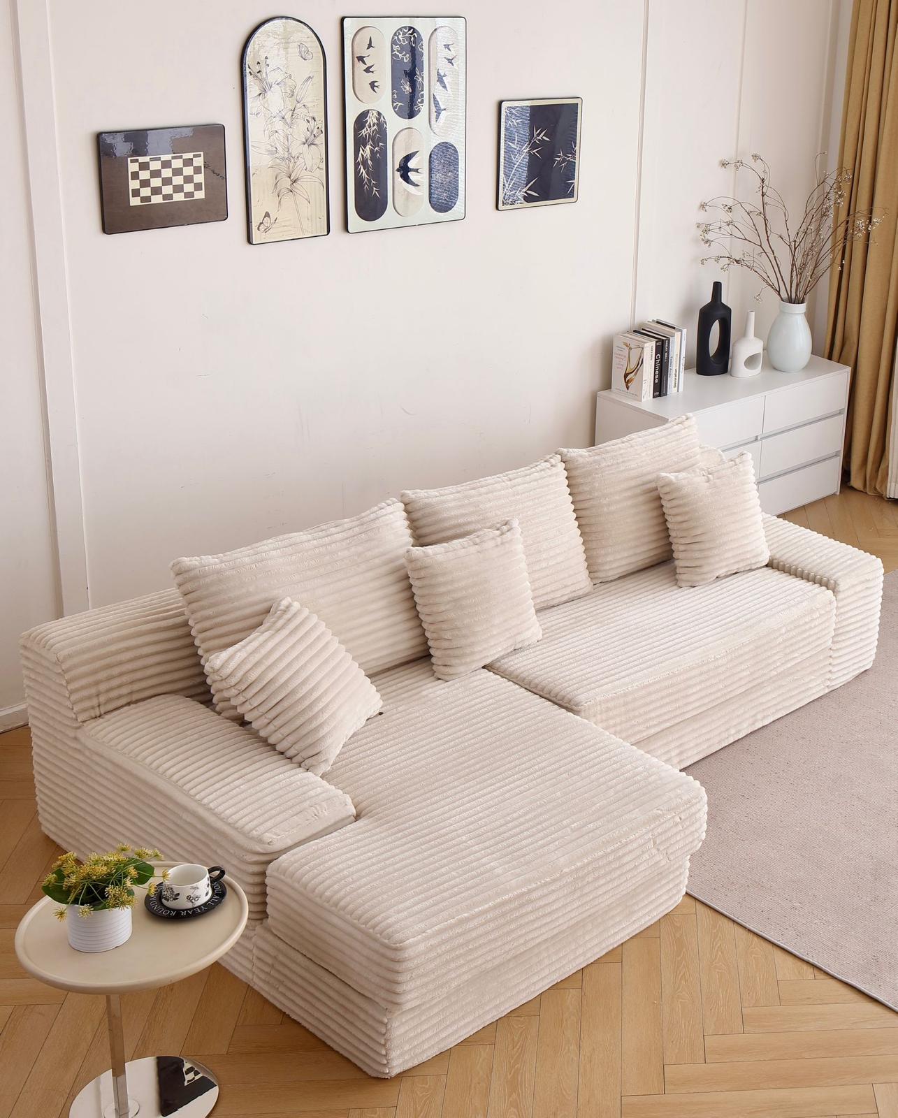 Coltar Premium Elysia, cu Susținere Ergonomică HD Foam, Catifea Reiata, Crem-C10012